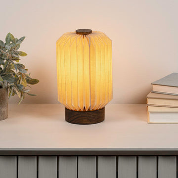 Banks 8.5" Modern Minimalist Paper Pleated Column Accent LED Table Lamp